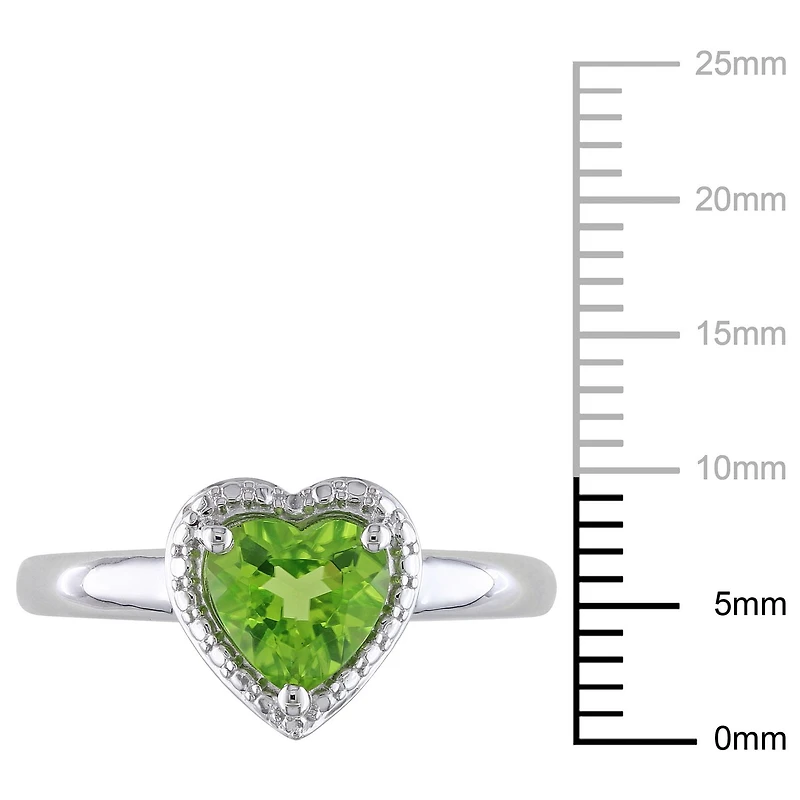 Tangelo 1-1/3 Carat T.G.W. Peridot Sterling Silver Heart Ring