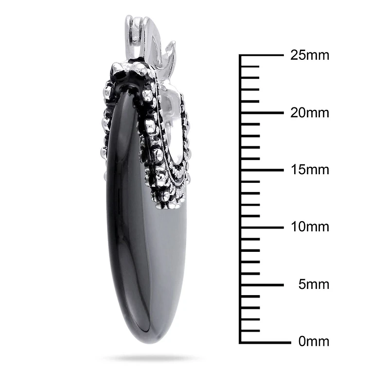 Anneaux d'oreille Asteria avec onyx noirs 4-5/8 CT PBT en argent sterling