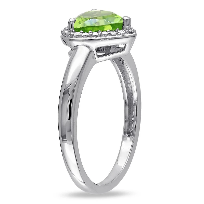 Tangelo 1-1/3 Carat T.G.W. Peridot Sterling Silver Heart Ring