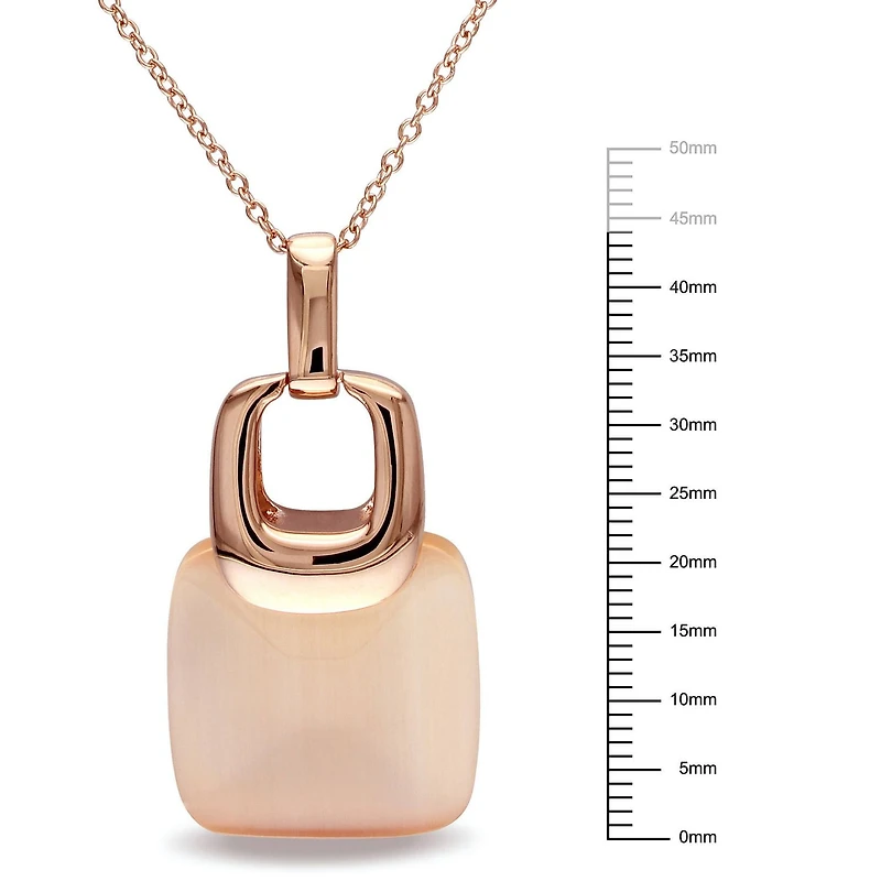 Tangelo 41 Carat T.G.W. Champagne CAT Eye Rose Rhodium-Plated Sterling Silver Necklace, 17"