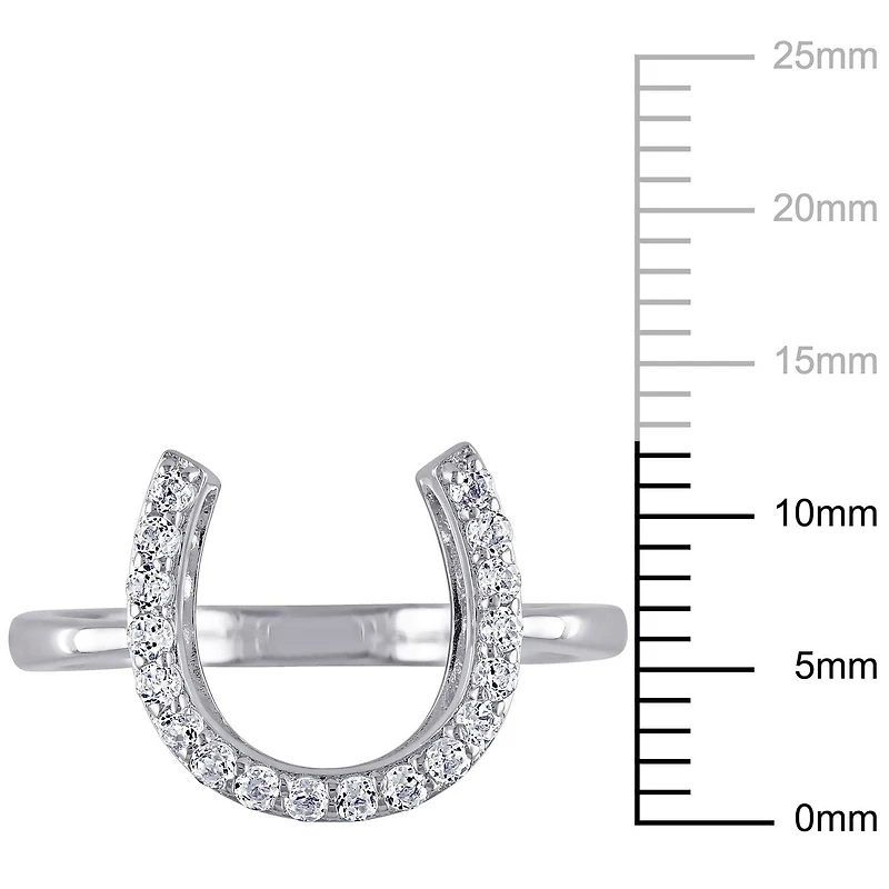 Miabella 1/2 Carat T.G.W. White Topaz Sterling Silver Horseshoe Lucky Charm Ring