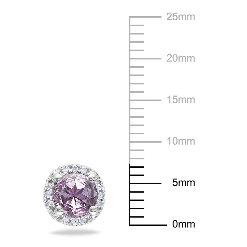 Tangelo 4/5 Carat T.G.W. Amethyst And Diamond-Accent Sterling Silver HALO Stud Earrings