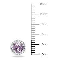 Tangelo 4/5 Carat T.G.W. Amethyst And Diamond-Accent Sterling Silver HALO Stud Earrings