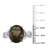 Asteria 3-3/4 Carat T.G.W. Smokey Quartz And Diamond-Accent Sterling Silver Cocktail Ring