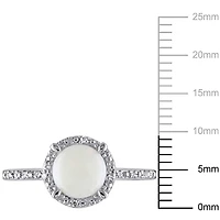 0.8 Carat T.G.W. Opal And Diamond-Accent Sterling Silver Halo Ring