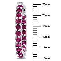 Tangelo 3-1/5 Carat T.G.W. Created Ruby Sterling Silver Hoop Earrings