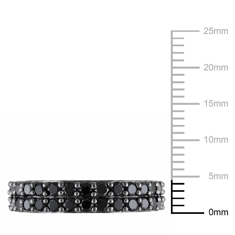 Asteria 1-1/5 Carat T.G.W. Black Spinel Sterling Silver Semi-Eternity Anniversary Ring