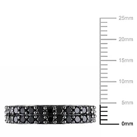 Asteria 1-1/5 Carat T.G.W. Black Spinel Sterling Silver Semi-Eternity Anniversary Ring