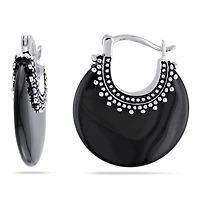 Anneaux d'oreille Asteria avec onyx noirs 4-5/8 CT PBT en argent sterling