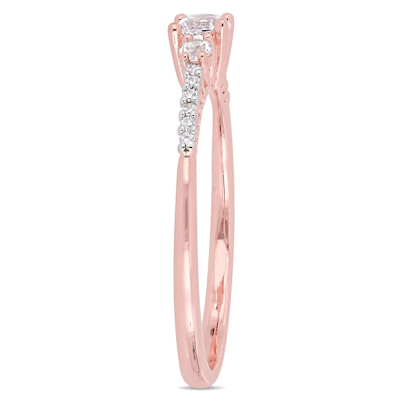 Miabella 1/3 Carat T.G.W. Created White Sapphire And Diamond-Accent Rose-Plated Sterling Silver Promise Ring