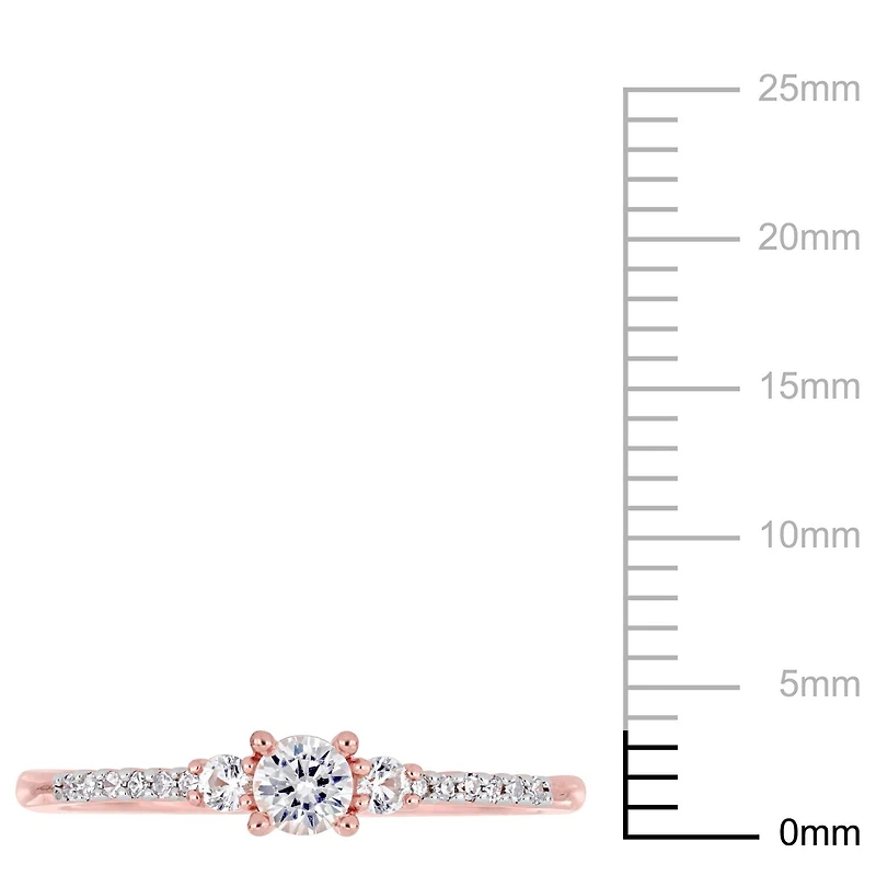 Miabella 1/3 Carat T.G.W. Created White Sapphire And Diamond-Accent Rose-Plated Sterling Silver Promise Ring