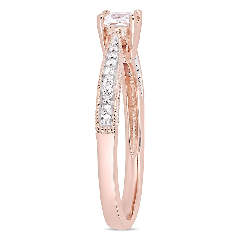 Miabella 1/3 Carat T.G.W. Created White Sapphire And Diamond-Accent Rose-Plated Sterling Silver Promise Ring