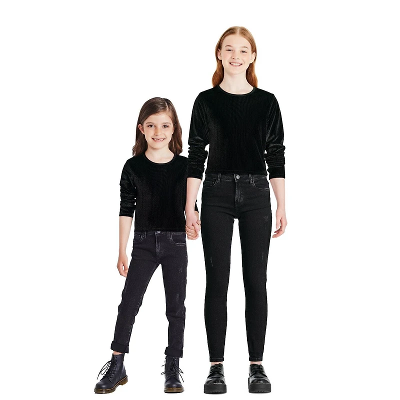 Haut en velours à manches longues George pour filles