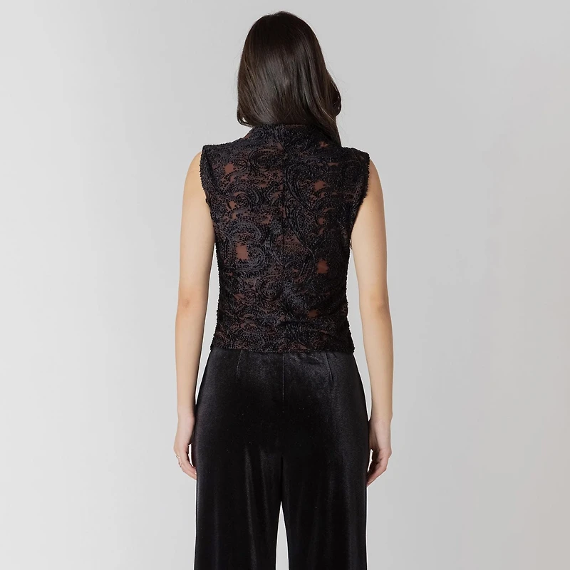 Devoted mock neck sleeveless top