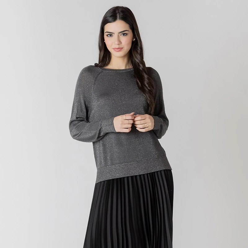 Devoted long sleeve lurex sweater