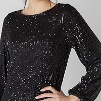 Devoted mini-robe à manches longues et paillettes