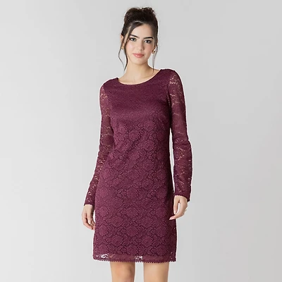 Devoted long sleeve open back lace dress