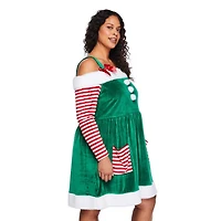 George Women's Plus Candy Cane Elf Dress