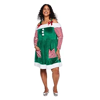 George Women's Plus Candy Cane Elf Dress
