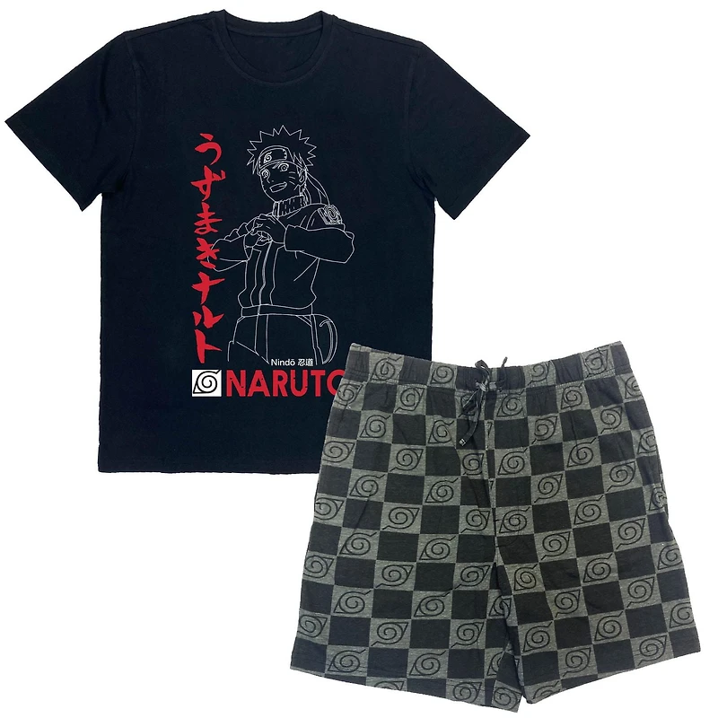 Ensemble de pyjama deux pièces Naruto sous licence pour hommes.