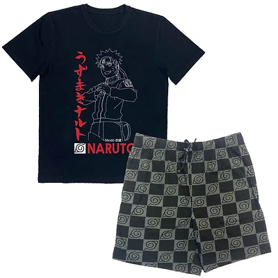 Ensemble de pyjama deux pièces Naruto sous licence pour hommes.