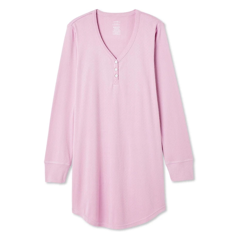 Chemise de nuit à col henley George pour femmes