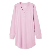 Chemise de nuit à col henley George pour femmes