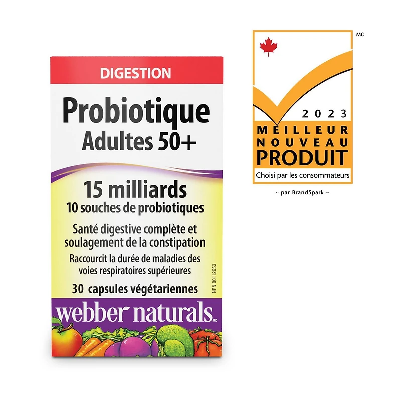Webber Naturals Probiotique Adultes 50+ 15 milliards