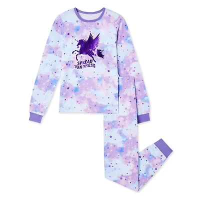 George Girls' Long Sleeve Tee and Pant Pajamas 2-Piece Set