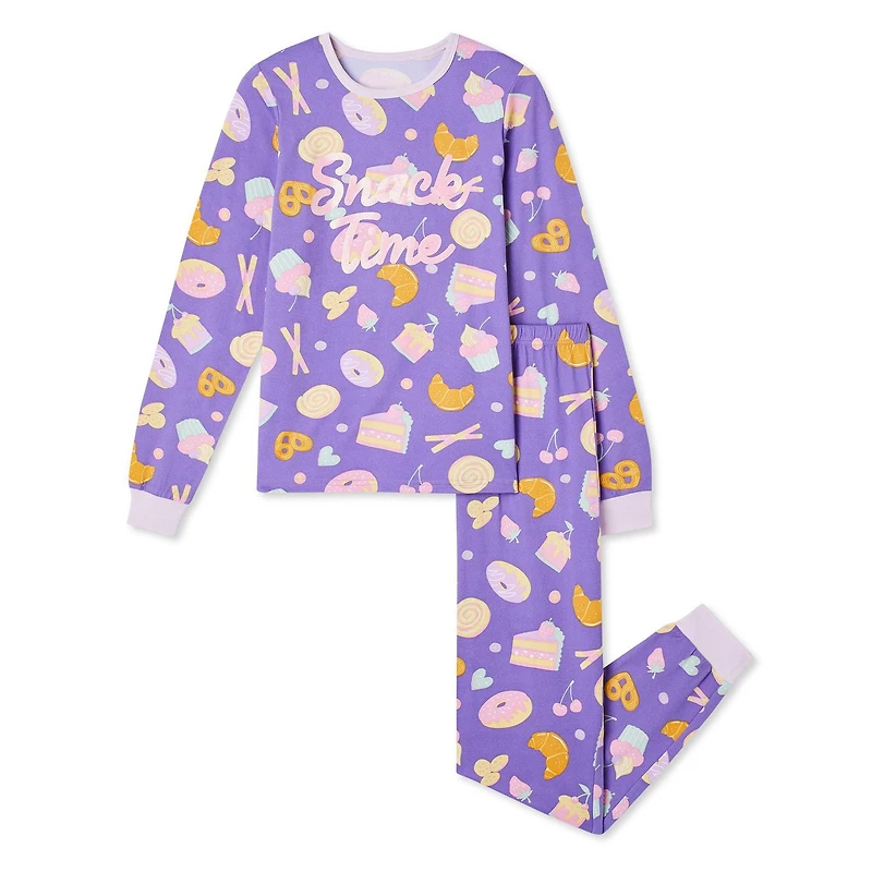 George Girls' Long Sleeve Tee and Pant Pajamas 2-Piece Set