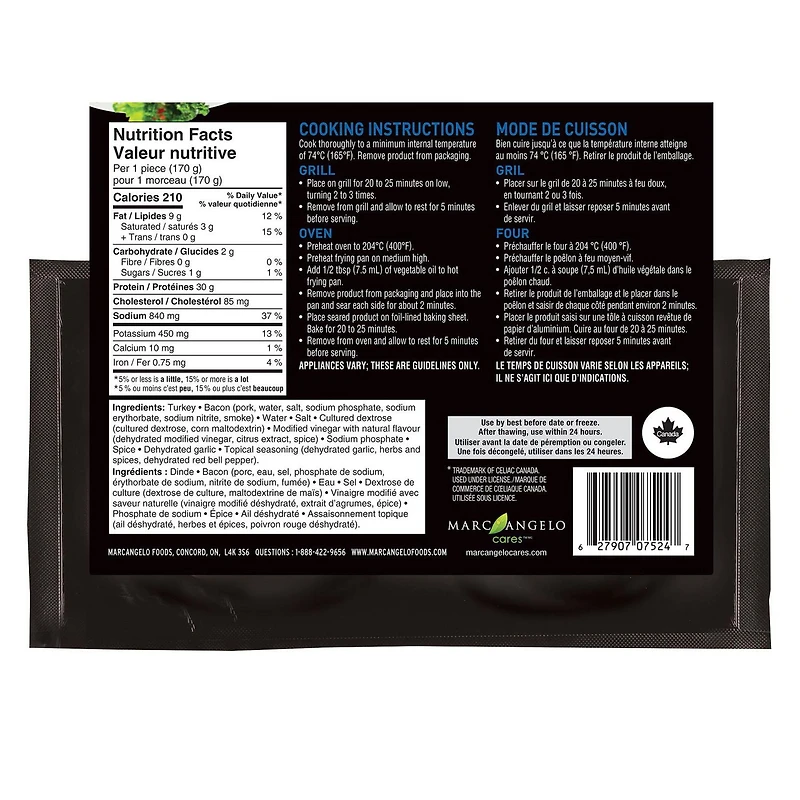 Poitrine de dinde enrobée de bacon Marcangelo