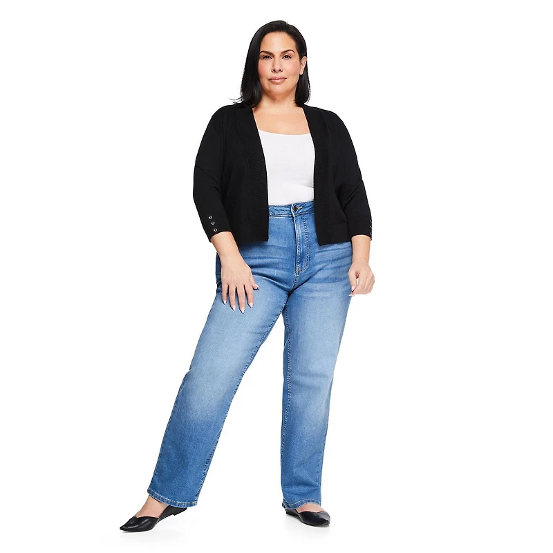 Veste courte en tricot avec manches aux coudes Iyla Plus pour femmes