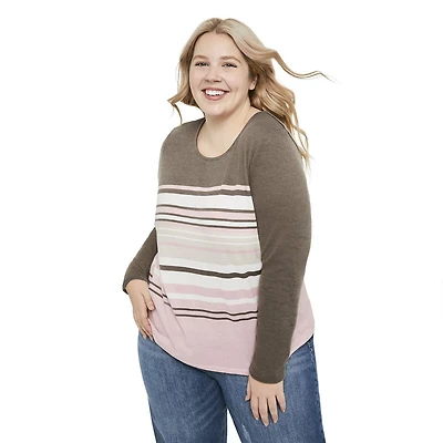George Plus Women's Long Sleeve Stripe Top