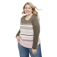George Plus Women's Long Sleeve Stripe Top