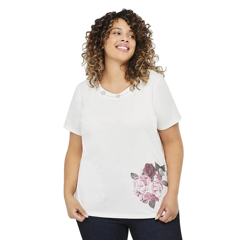 T-shirt avec pierres brillantes George Plus pour femmes