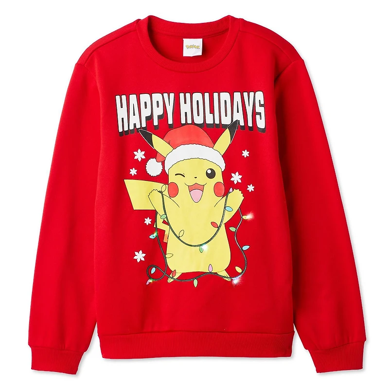 Pokemon Boys' Pikachu Light Up Holiday Sweatshirt