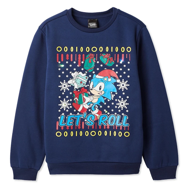 Sonic The Hedgehog Boys' Light Up Holiday Sweatshirt