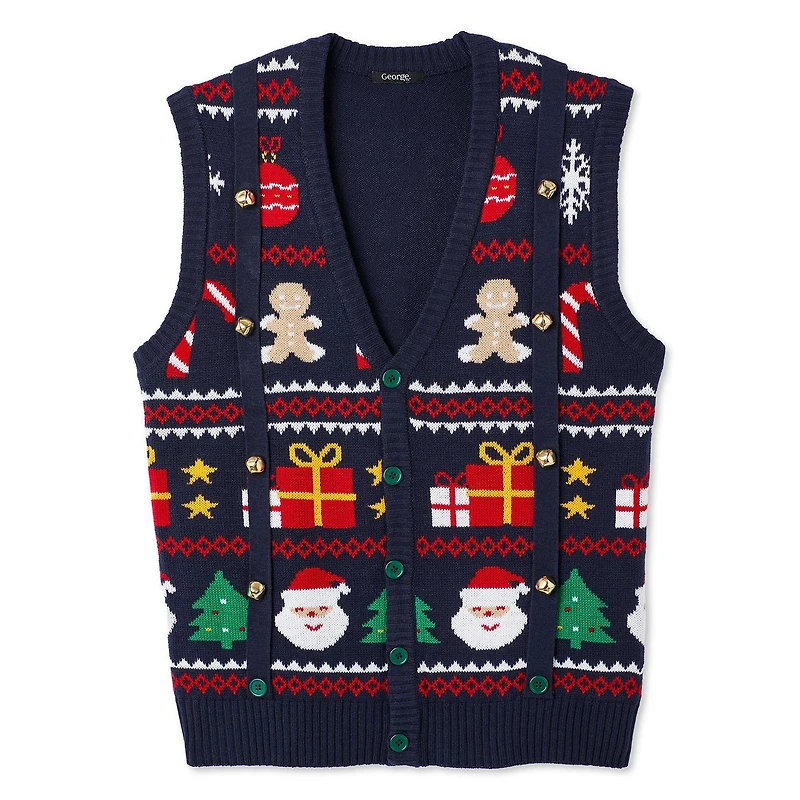 George Men's Holiday Sweater Vest