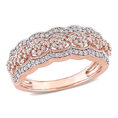 Bague festonnée Miabella en florale avec 1/2 carat poids total de diamant en or rose 10K