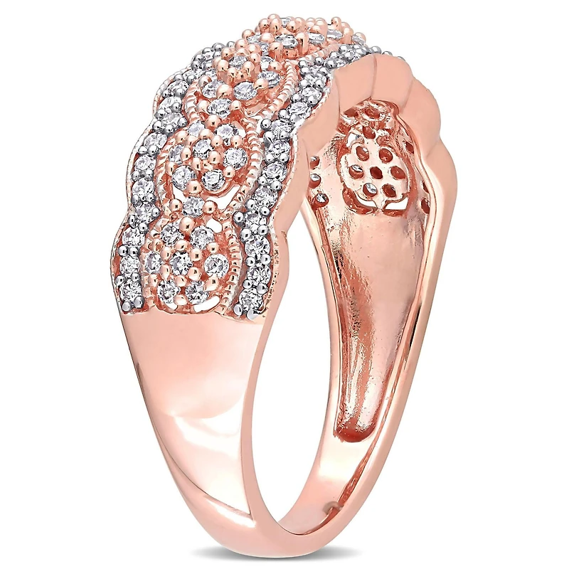 Bague festonnée Miabella en florale avec 1/2 carat poids total de diamant en or rose 10K