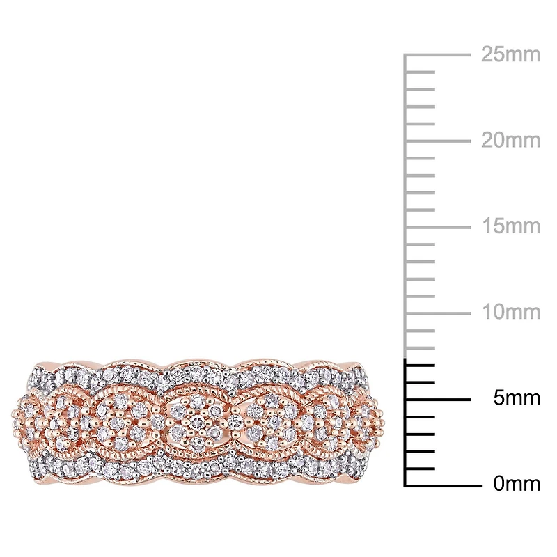Bague festonnée Miabella en florale avec 1/2 carat poids total de diamant en or rose 10K