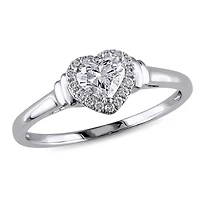 Miabella 1/2 Carat T.W. Diamond 14K White Gold Halo Heart Engagement Ring