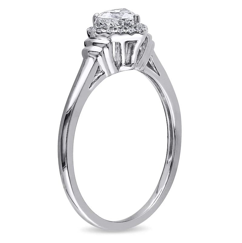 Miabella 1/2 Carat T.W. Diamond 14K White Gold Halo Heart Engagement Ring
