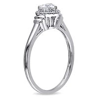 Miabella 1/2 Carat T.W. Diamond 14K White Gold Halo Heart Engagement Ring