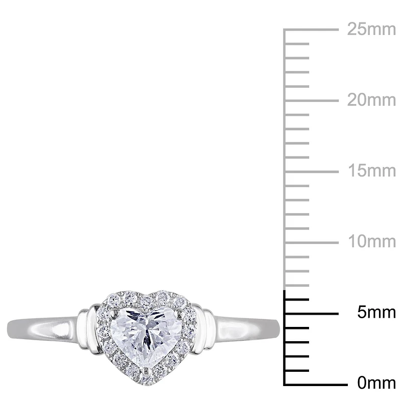 Miabella 1/2 Carat T.W. Diamond 14K White Gold Halo Heart Engagement Ring