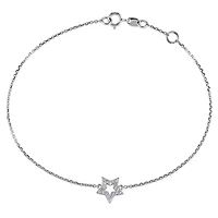Bracelet Miabella à breloque étoile avec 1/10 carat poids total de diamants en or blanc 14K, 7po avec réglage de 0,5po