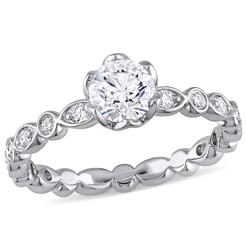 Bague de fiançailles Miabella avec 1 CT poids total de diamant en or blanc 14K