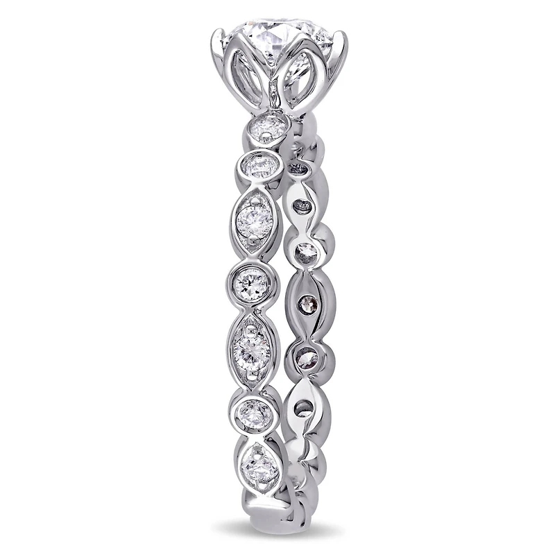 Bague de fiançailles Miabella avec 1 CT poids total de diamant en or blanc 14K