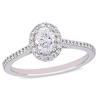 Bague de fiançailles Miabella en forme de ovale à auréole avec 3/4 CT poids total de diamant en or blanc 14K