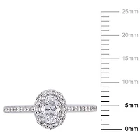 Bague de fiançailles Miabella en forme de ovale à auréole avec 3/4 CT poids total de diamant en or blanc 14K